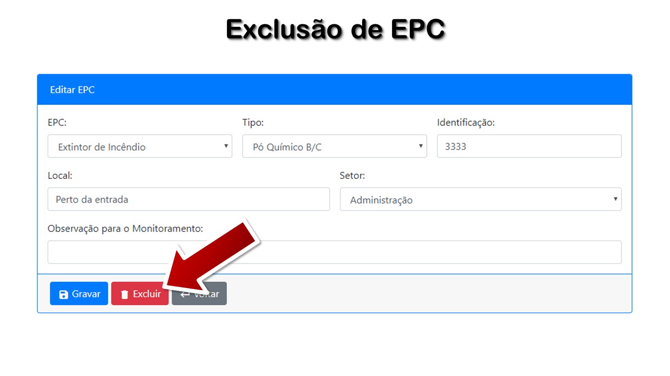Exclusão de EPC