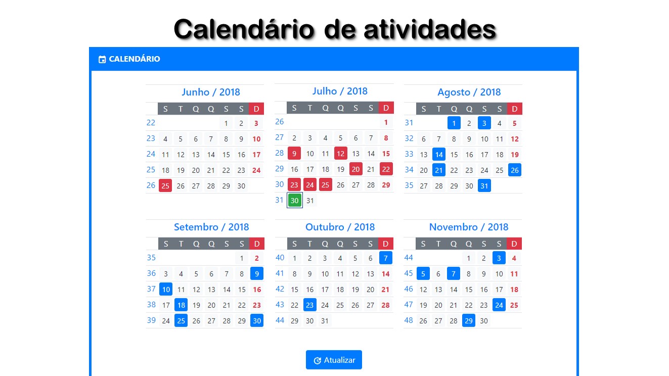 Calendário de atividades