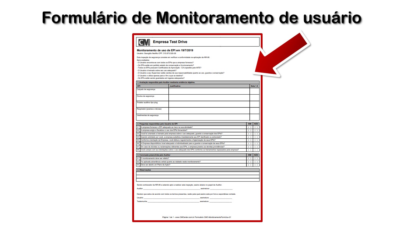 Formulário de Monitoramento de usuário