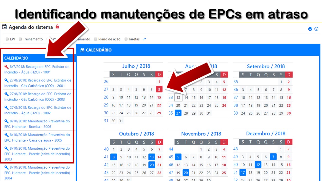 Identificando manutenções de EPCs em atraso